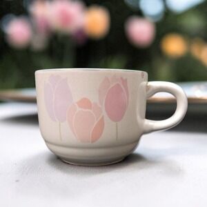 International China Spring Up Tulips Mug, Stoneware Coffee Cup, Vtg Soup‎ Bowl